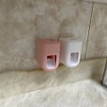Miniatyrbild 2 av 3: 1:a väggmonterad automatisk tandkrämspress, enkel tandkrämshållare, tandkrämsdispenser, rosa