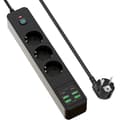 BKL-03 EU-strømskinne med 6 USB-porte Sort