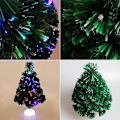 Miniatyrbilde 3 av 5: 42 cm små juletrær, fiberoptiske juletrær med 8 fargeskiftende iriserende LED-lys, kunstige forhåndsopplyste mini bordjuletrær