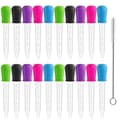 20 Pcs Silicone Dropper Bottles with Cleaning Brush, Plastic Pipettes, Eye Droppers