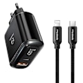 Miniatyrbild 1 av 11: McDodo CH-7171 Laddare med USB-C till Lightning, PD+QC, 20W svart