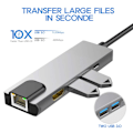 Miniatyrbild 3 av 5: USB-C till HDMI/2xUSB3.0/USB3.1/Ethernet, grå