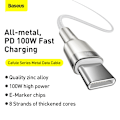 Miniatyrbild 10 av 10: Baseus Cafule USB-C till USB-C datakabel, 100W, 5A, 2m, vit