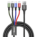 Miniatyrbild 1 av 11: Baseus 4-i-1 multiladdare, USB-C/Lightning/MicroUSB, 3.5A, 1.2m