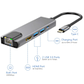 Miniatyrbild 2 av 5: USB-C till HDMI/2xUSB3.0/USB3.1/Ethernet, grå