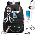 Miniatyrbillede 2 af 2: Messi Rygsæk Fodbold Super Star Stor Kapacitet Simpel Sort Teenagere Skoletasker Rejse Kvinde Mandlige Studerende Computer Mochilas Burgundy