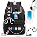 Miniatyrbillede 2 af 2: Messi Rygsæk Fodbold Super Star Stor Kapacitet Simpel Sort Teenagere Skoletasker Rejse Kvinde Mandlige Studerende Computer Mochilas multi