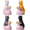 Miniatyrbillede 4 af 5: Lille siddende Pink And Kat Statue Figur Ornament til Hjem Børn Pædagogisk Legetøj (Sort)