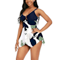 Miniatyrbillede 2 af 5: Dame-badetøj til mavekontrol Modest Flowy Tankini-badedragter Todelt nøglehuls-badedragt til kvinder
