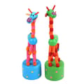 Färgglad Giraffleksak för Barn, Tryckbas Dansande Gungande Kropp Giraff Träskrivbordsleksaker