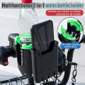 Miniatyrbillede 2 af 5: Multifunktionel 2-i-1 vandcykel vandflaske kopholder Telefon holder taske Klapvogn Scooter Styr montering - Cykel flaske holder black orange