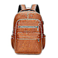 Miniatyrbild 2 av 5: Högkvalitativ USB laddningsryggsäck Herr Pu-läderväska Stora bärbara ryggsäckar Mochilas Skolväska för män för tonåringar Pojkar Light Brown