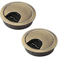 Pikkukuva 1 / 4: Born Pretty 2-pakkaus työpöydän kaapeliläpiviennit 60mm metallikaapeliaukko, pyöreä reikäkansi työpöydän kaapeleiden järjestämiseen (pronssi)