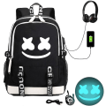 Miniatyrbild 1 av 5: Marshmello-ryggsäck - USB uppladdningsbar ryggsäck med stor kapacitet, perfekt för studenter, skolväska (färg: färg-3)