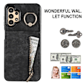 Miniatyrbillede 4 af 5: Til Samsung Galaxy A13 5G/A13 4G RFID Blocking Kickstand Case Retro PU+TPU Pung Telefon Cover-Sort Black Style A Samsung Galaxy A13 5G