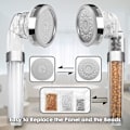 Miniatyrbillede 5 af 5: Brusehoved Håndbruser med trykforøgelse, regnbruser og massagefunktion, vandbesparende brusehoved med ionfilter og kalkfilter - med