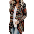 Miniatyrbild 2 av 3: Kvinnor Boho Cardigan Coat Ytterkläder Jumper Jacket Topp Orange M