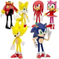 Sonic Actionfigurer, 8 cm höga, Sonic Leksaker, Sonic Actionfigur Samlarobjekt (6-pack)
