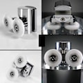 Miniatyrbilde 3 av 5: 4 stk Dusjdørhjul 23mm Dusjdørruller Heavy Duty sinklegering Dobbelthjul For begge Flat Sli