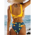 Miniatyrbillede 2 af 5: Kvinders Bikini Badedragt Front Cross Lace Up To-delt badedragt