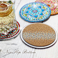 Pikkukuva 3 / 5: 8 kpl Timanttimaalaus Aluslaattoja Telineen, DIY Mandala Aluslaattoja Timanttimaalaus Sarjat Aloittelijoille Aikuisten A with holder