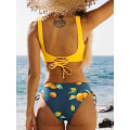 Miniatyrbillede 2 af 5: Kvinders Bikini Badedragt Front Cross Lace Up To-delt badedragt