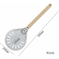 Miniatyrbilde 2 av 4: Profesjonell pizzasnusskall, langt håndtak 7/8/9 tommers perforert pizzadrejeskall, pizzaspade, pizzaspade i aluminium, liten - 8 tommer 40 cm