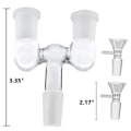 Miniatyrbillede 4 af 5: Glasrørsadapter, 2 stk 14 mm han-til-dobbelt 14 mm hun-adapter med 4 stk 14 mm gennemsigtigt glas sjov