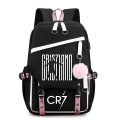 Miniatyrbild 2 av 5: Cr7 Barn Flickor Pojkar Skolväskor Dam USB ryggsäck Canvas Tonåring Bagpack Packsack Stundent Bookbag 15