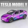 Miniatyrbillede 2 af 3: 1:24 Tesla Model Y Model 3 Ladebunke Legering Støbt Legetøj Bilmodel Lyd og lys Børnelegetøj Samleobjekter Fødselsdagsgave