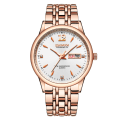 Miniatyrbilde 1 av 2: Motepar stålbelte vanntett dobbel kalenderklokke Gold strap white dial Suitable for men