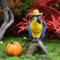 Miniatyrbillede 6 af 7: Græskar papegøje figur miniature fugl statue tak giver dag