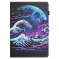 Miniatyrbillede 2 af 5: Til Samsung Galaxy Tab S6 Lite Farvet Tegning Stitching Læder Tablet Smart Case Sea Wave