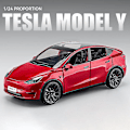 Miniatyrbillede 1 af 4: 1:24 Tesla Model Y Model 3 Ladebunke Legering Støbt Legetøj Bilmodel Lyd og lys Børnelegetøj Samleobjekter Fødselsdagsgave