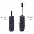 Miniatyrbilde 4 av 4: Uttrekkbar mikrofiber bilrengjøringsbørste Rustfritt stål Langt håndtak Støvvoks Vaskbar Drag Wax Shan Washer Auto Vindu Duster| |