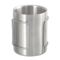 Miniatyrbild 1 av 5: Campingmugg 200ml/300ml/400ml Rostfritt Stål Vattenmugg Tekopp Kaffeemugg Med Fällbara Handtag För Utomhus Camping Vandring Ryggsäck