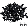 Miniatyrbillede 1 af 3: 6 mm rund kabelklemme stålsømtrådsklemme Firmware netværkskabelsøm, sort, 100/pk