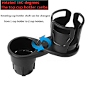 Miniatyrbillede 5 af 5: Bilkopholder Expander Adapter, 2 i 1 Multifunktionel 2 kop Mount Extender Robust kopholder med 360 roterende justerbar base|drikholdere| Dual Hole Cup Holder