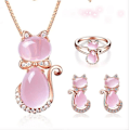 Pikkukuva 1 / 4: Uusi Cat Charm Riipus Kaulakoru Set Set Naisten Muoti Korut 3 in 1 Set