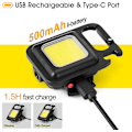 Miniatyrbillede 5 af 5: 3 Modes Bærbar Cob Arbejdslys Lamper Mini Led Lommelygte Nøgleringe Usb Genopladelig Emergency Camping Light Auto tilbehør| | 2Pcs
