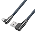 Pikkukuva 1 / 5: 1m Lataus Micro-kaapeli USB-pistokkeesta 90 asteen kulmaan Micro Android -latausjohdon liitin gray
