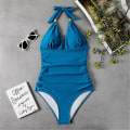 Miniatyrbild 2 av 4: Baddräkt i ett stycke för kvinnor, grimma vadderad bikini Monokini baddräkt Baddräkt för badkläder Blue L