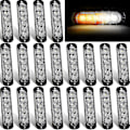 Miniatyrbild 3 av 3: 20-pack LED-blixtljus 6 LED bärnstensfärgade ytmonterade blinkande varningsljus för nödsituationer