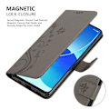 Pikkukuva 4 / 4: Oppo Reno6 5G Cover Case Case -kuvioinen ja telinetoiminto ja korttipaikka FLORAL GREY
