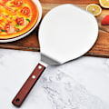 Pikkukuva 3 / 5: Pyöreä ruostumattomasta teräksestä valmistettu pizzalapio puukahvalla pizzalapio Kotipizzalapio Ruostumattomasta teräksestä valmistettu kakkulapio Sopii helposti nostoon ja