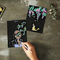 Miniatyrbillede 5 af 9: 4 stk 20x14 cm Magic Scratch Art Malepapir med tegnestok Børnelegetøj Multicolor