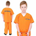 Miniatyrbild 2 av 2: Fångdräkt Orange Fångdräkt Med Kedja för Barn/Vuxna Fängelsefågel Outfit För Halloween Orange Fängelse orange Kids M 120-130cm