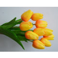 Miniatyrbillede 2 af 5: 10 stk. Fantastisk Realistisk Touch Pu kunstig tulipan buket med stilk-gul orange