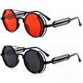Pikkukuva 2 / 5: Retro Classic Steampunk Aurinkolasit Uv400 Pyöreä Kehys Design Värilliset Linssit Lasit Silmälasit Goottilaiset Miehet Naiset Aurinkolasit Steampunk| | 3