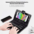 Miniatyrbild 3 av 5: Trådlöst Bluetooth tangentbord för telefon, mini-portabelt Bluetooth -tangentbord med ett case . Vikbart tangentbord för en bredd på 6 9,5 cm Bluetooth Cell P